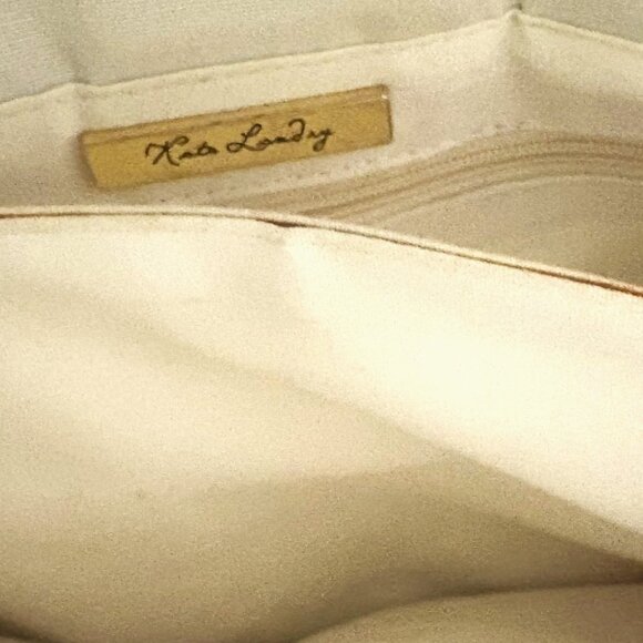 Kate Landry Bone Gold threaded "Silk Slub" Fabric Clutch/Crossbody EUC - Picture 6 of 11